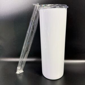 30 OZ Blank Sublimation White Skinny Straight Insulated Tumbler & Straw (1)